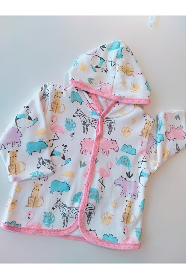 enjoy bebe Flamingo Çift Kat Kapüşonlu Hırka