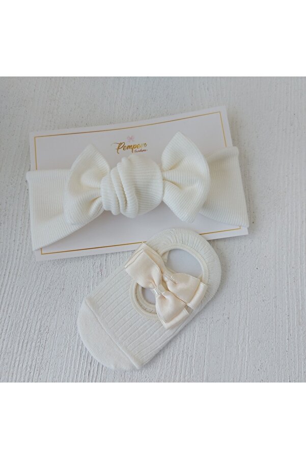 pempem bandana Kız Bebek Bandana Çorap Takim