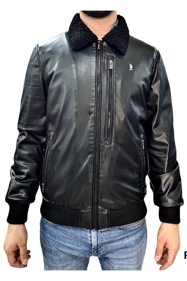 U.S. Polo Assn. New Season U.S. Polo Assn. P22002 Fur Collar Black Men s Coat Coat Trendyol