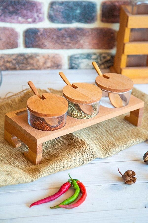 Spice rack set wooden hotsell