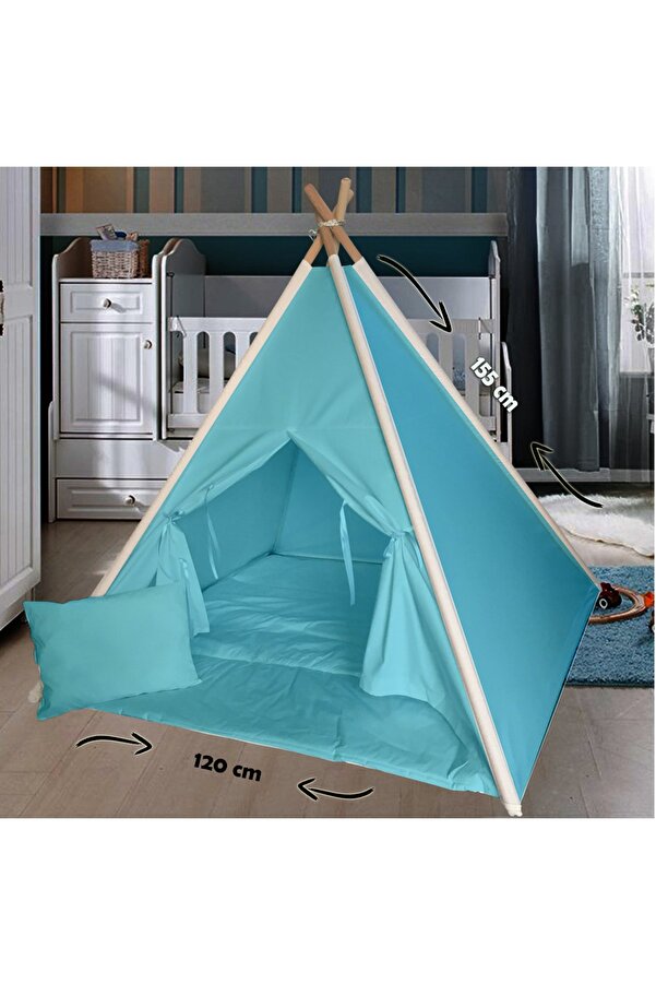 bebeğimister Pamuklu Ahşap Çocuk Oyun Çadırı Evi Kızılderili Çadırı Devrilmez