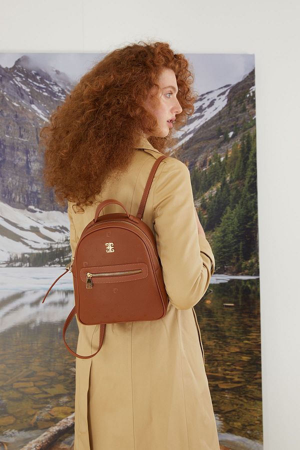 Pierre Cardin Backpack Brown Graphic Trendyol