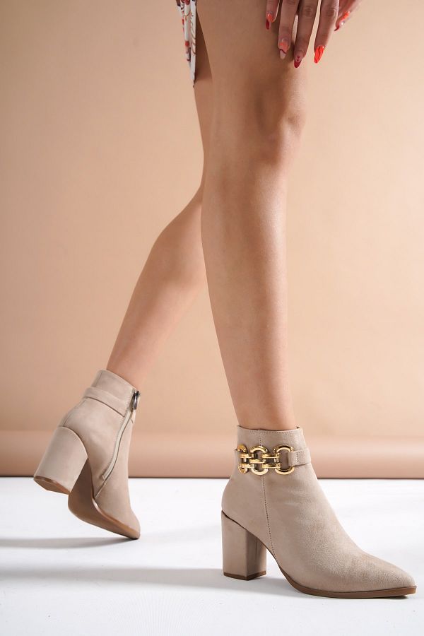 Nude suede bootie shop