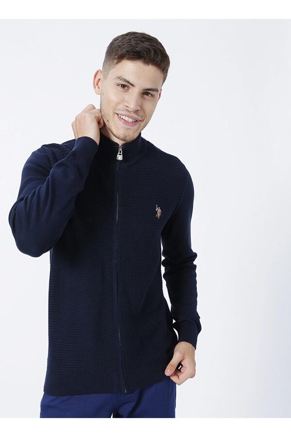 Polo Navy Blue Black Knitwear Cardigan- Trendyol