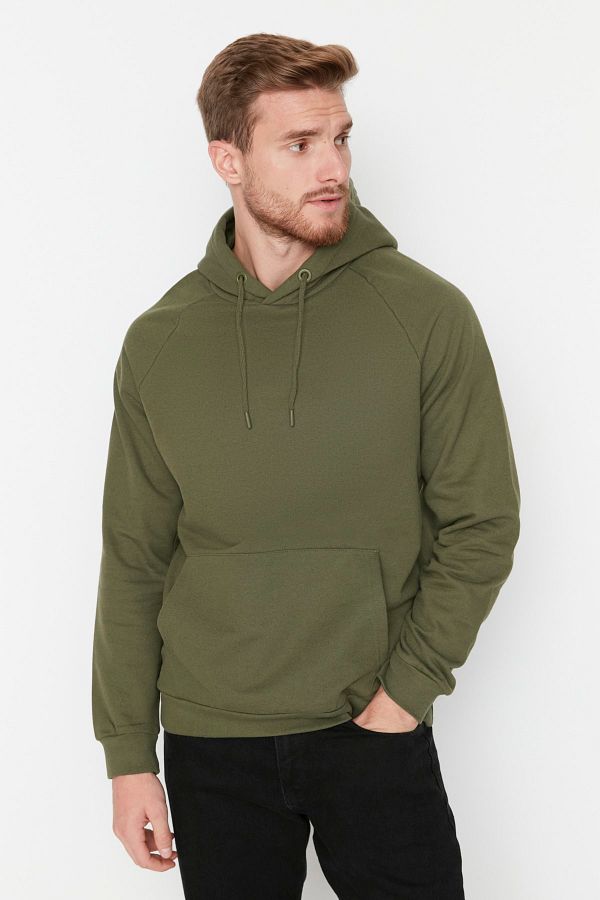Trendyol Collection-Polar KHaki kapucnis pulóver - normál szabású TMNAW23sw00194 1