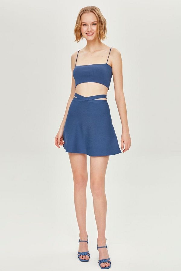 JOIN US-Mini Flared Skirt with Cross Tie Waist Detail 1