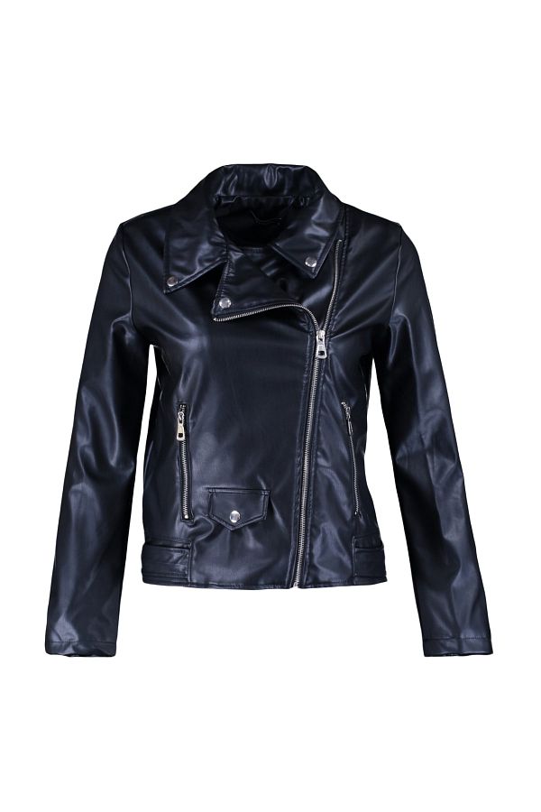 Trendyol Collection Black Oversize Pocket Detailed Faux Leather Biker Jacket Coat TWOAW23MO00376 Trendyol