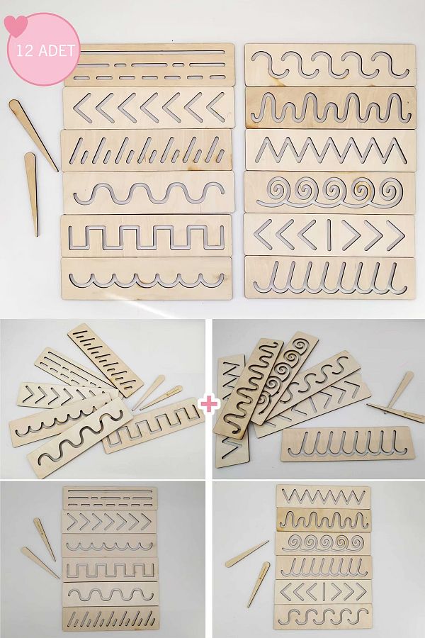 Marwin Craft-Montessori Striped Template Set - Writing Skill and Muscle Building Template 1