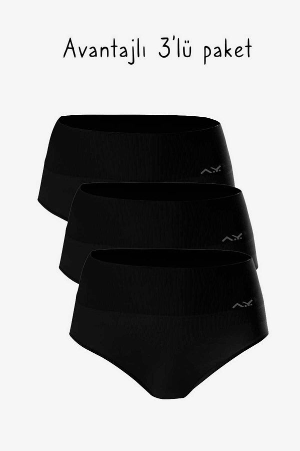 AYYILDIZ-01 Black Panties Corset 3 Pack 1