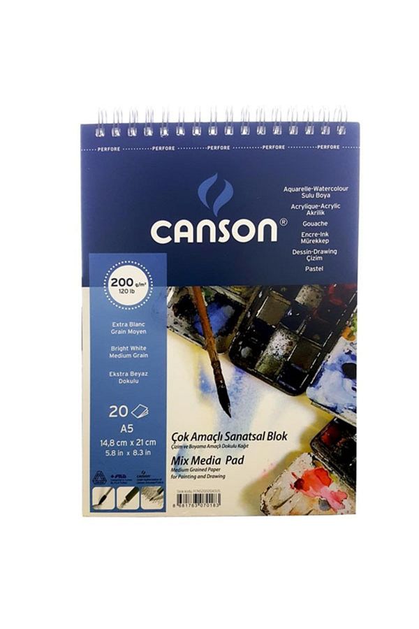 Canson-Finface A5 200Gr 20Yp Picture Blocks - with Top Sprir 1