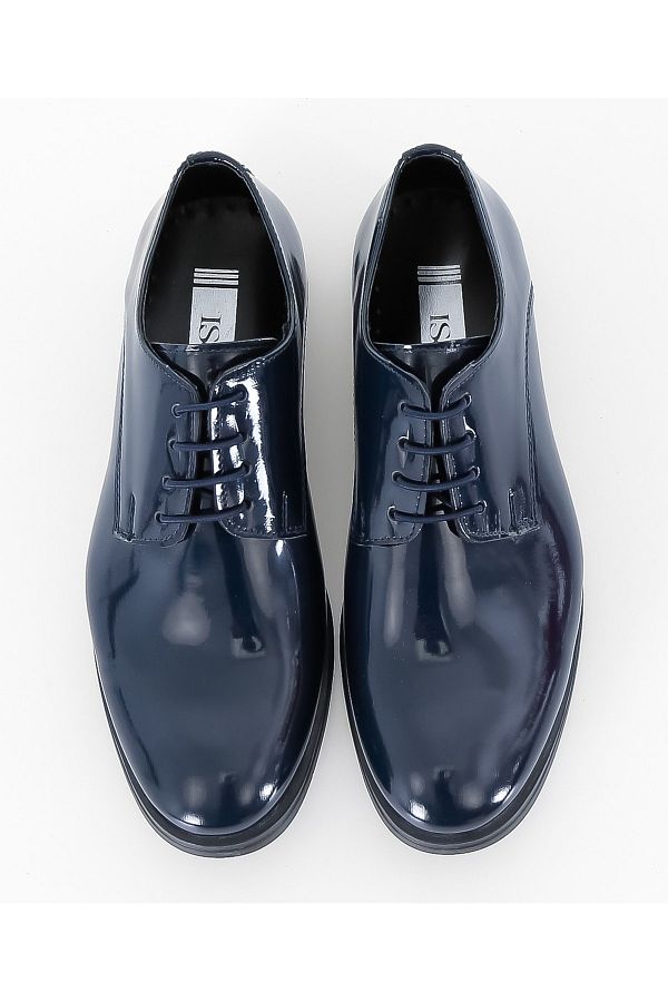 SIRRI Boy s Derby Navy Blue Shiny Shoes Trendyol