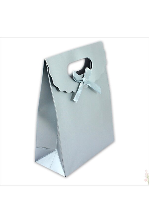 Süsle Baby Party El Geçmeli Karton Çanta 38 X 27 X 15 Cm, Mat Gümüş - 1 Adet