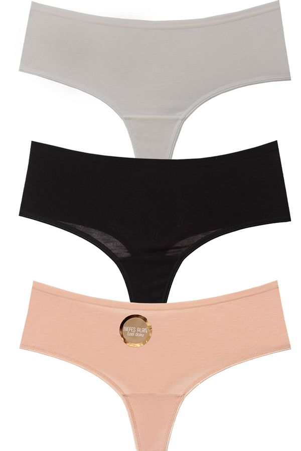 Papatya-3-Piece Breathable Special Texture Thong 1