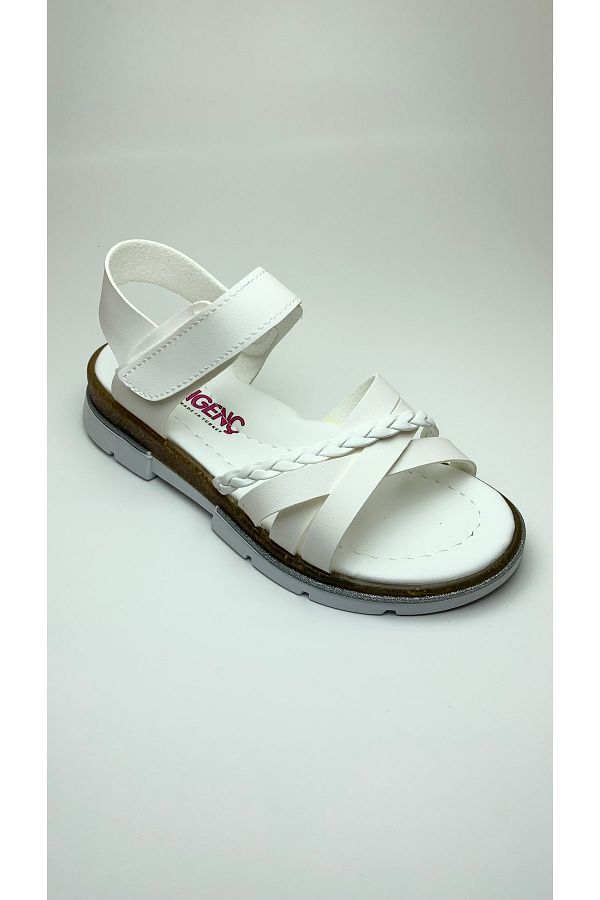 irin Bebe irinbebe Young Girl White Strapped Orthopedic Sandals Comfortable and Adjustable with Velcro Trendyol