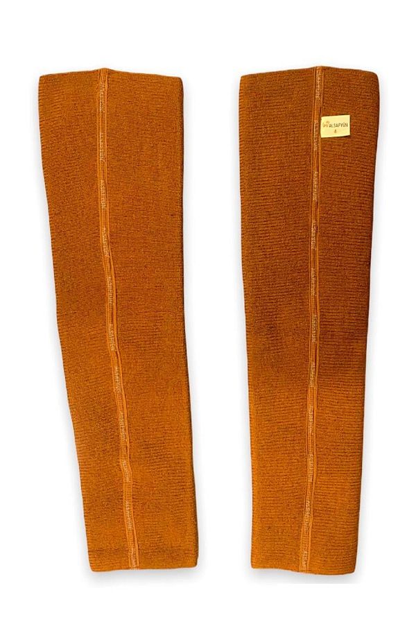 SAFYÜN-Long Camel Tweed Wool Knee Pads 1 Pair 1