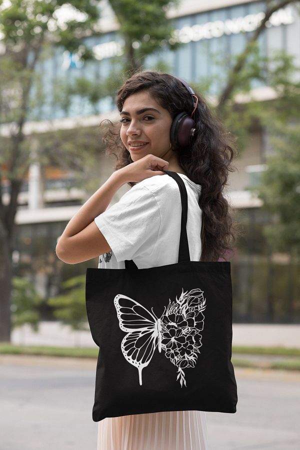 Butterfly canvas tote bag discount