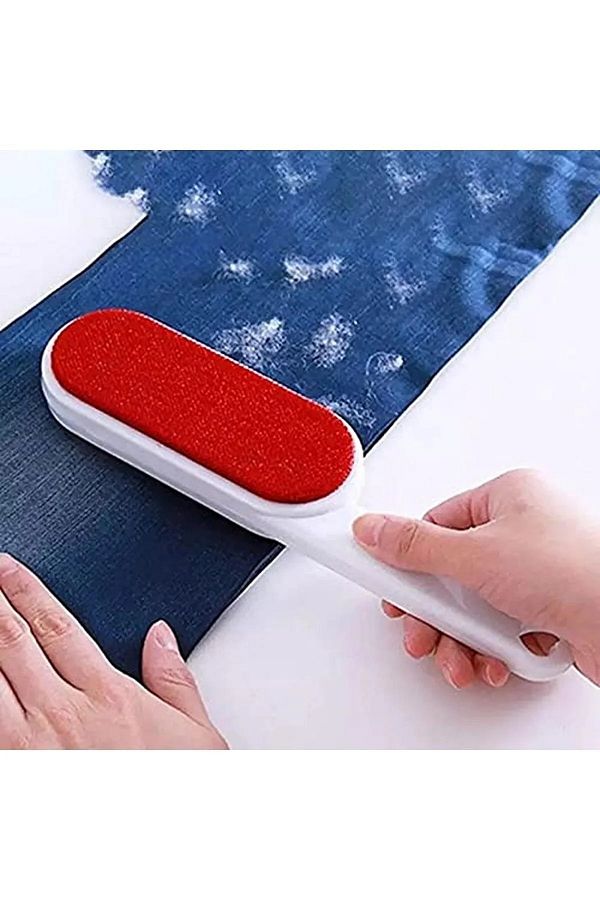 Hanedanev-Double Sided Lint Collector Handle Red Feather Bristle Wool Dusting Brush 24 cm 1