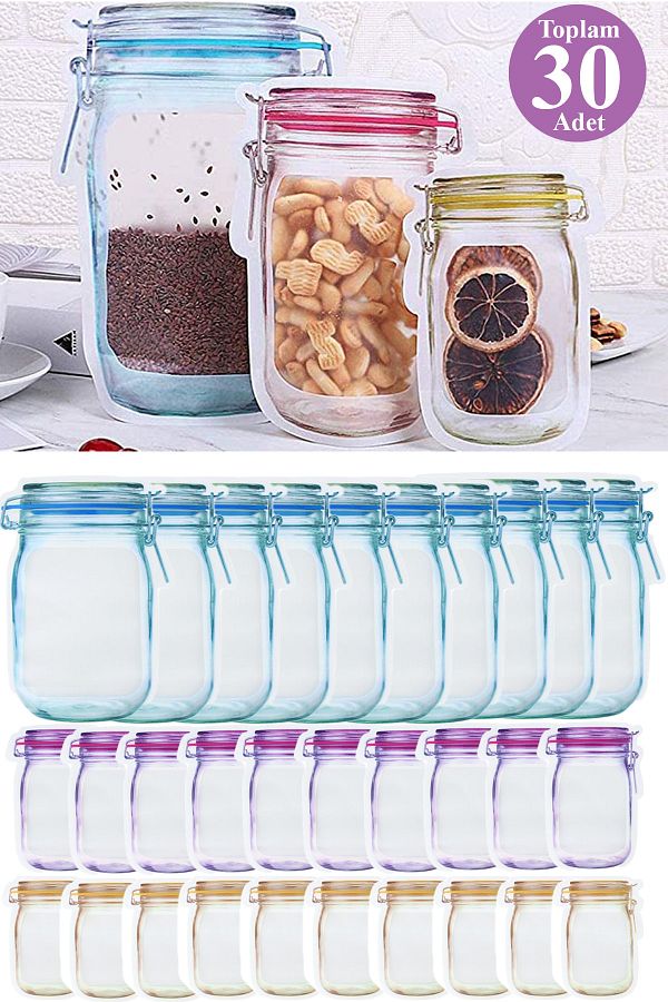 Technojet-Jar Look Storage Bag Sets Refrigerator Storage Container with Lockable Snap Fasteners 1