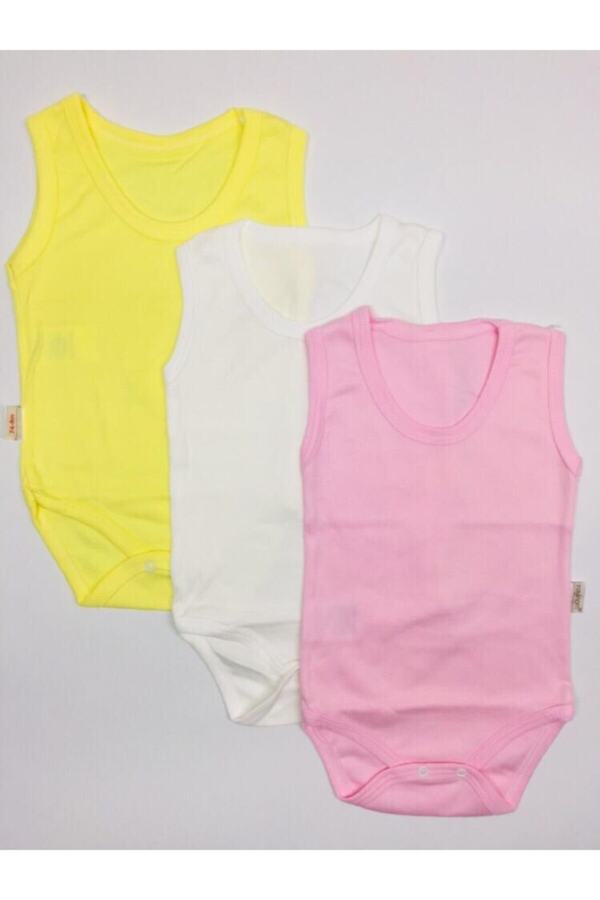 babixkids Kız Bebek %100 Pamuklu Askılı 3'lü Set Çıtçıtlı Body