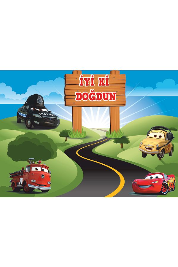 ECE PARTİ-Lightning Mcqueen Themed 70x100 Size Canvas Poster 1