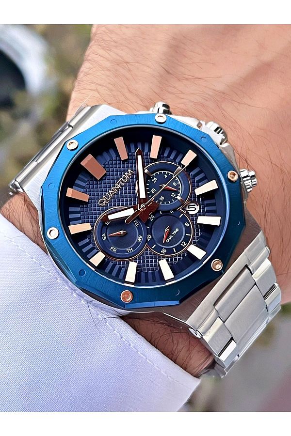 Quantum Big Time Steel Cord Multi Function Luxury Men s Wristwatch Trendyol
