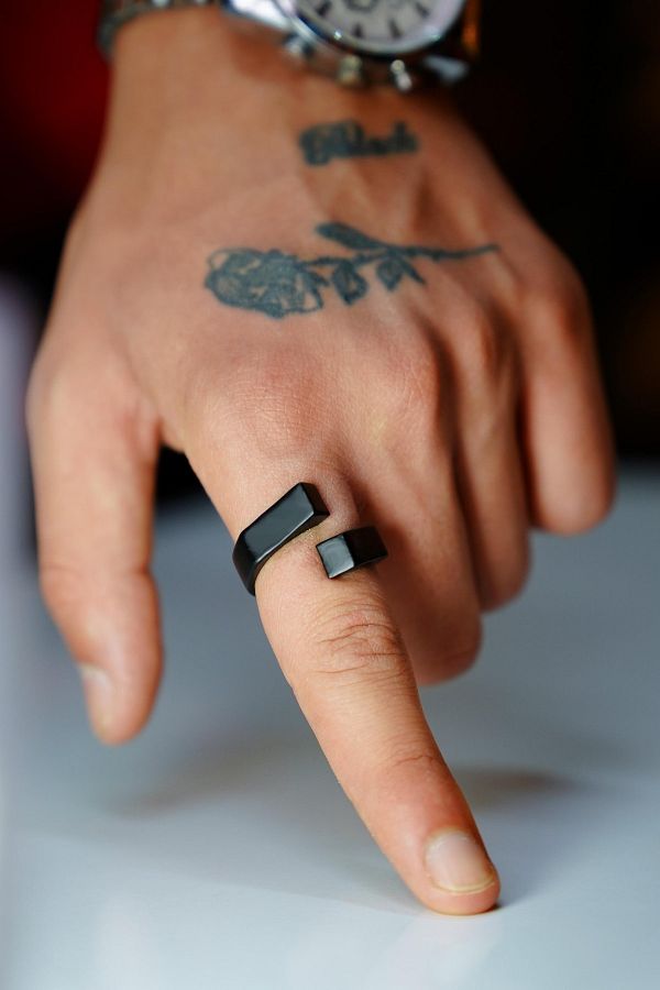 The Collection-Matte Black Parallel Rectangular Knight Model Adjustable Ring 1