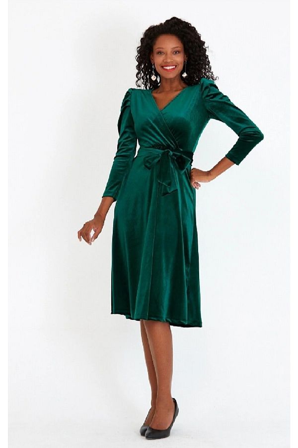Green velvet cocktail dress online