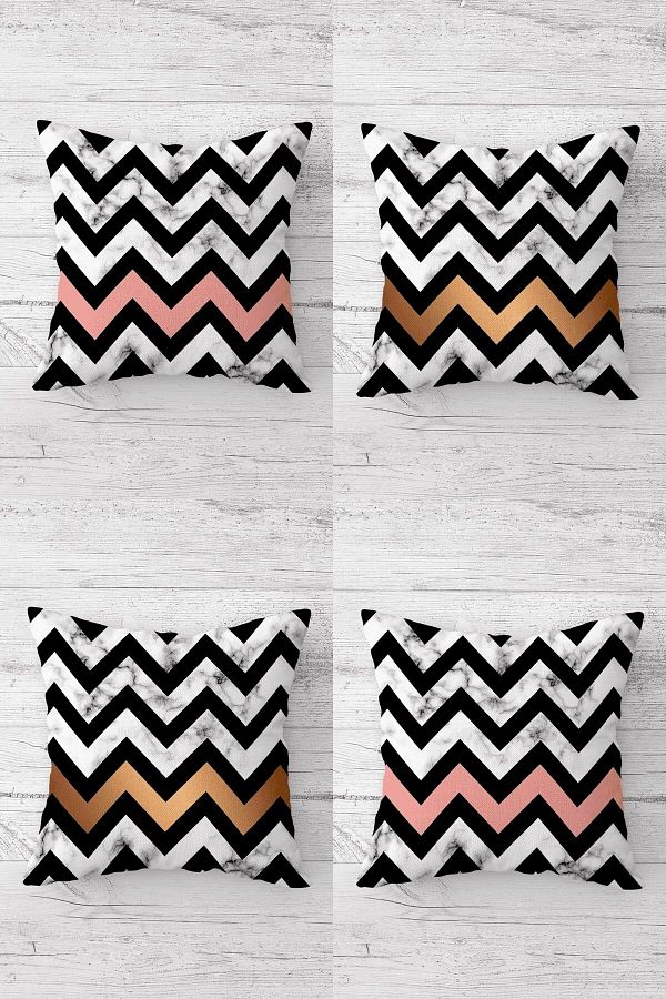 on the clouds-Geometric Zigzag Patterned Hidden Zippered Throw Pillow Sofa Pillow Set - 4 Pieces 1