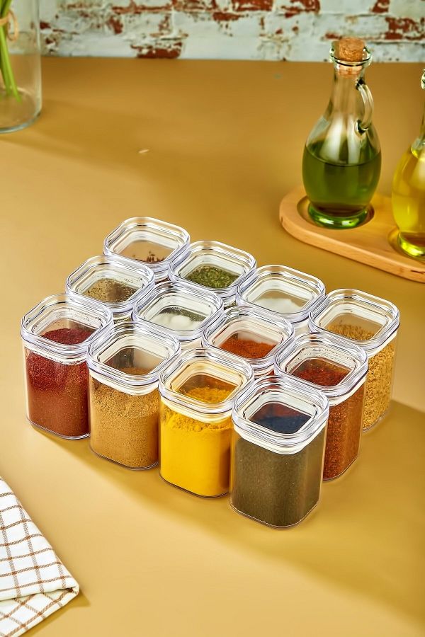 FBZhome-12 Pieces 200 Ml Acrylic Spice Jar Storage Container 1