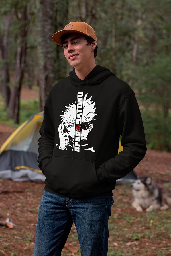 GrafikModa Black Gojo Satoru Hooded Sweatshirt Unisex Large Size Gojo Satoru Hoodie Trendyol