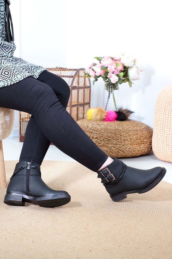 Konfores 1389 Rubber Sole Flat Boots Trendyol