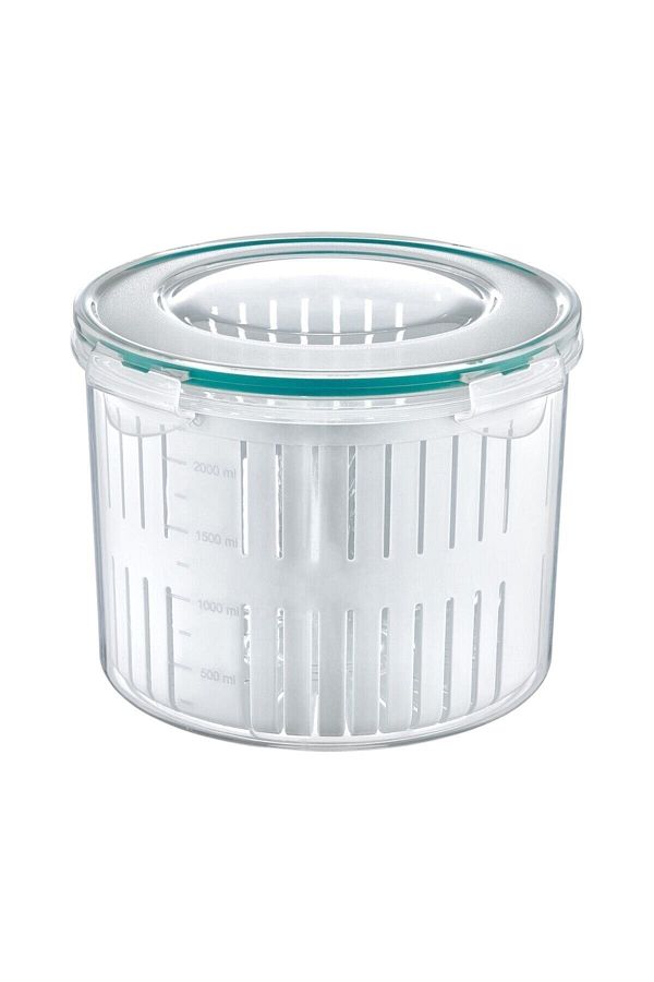 IRAK PLASTİK-Fresh Box Deep Round Storage Container with Strainer 1