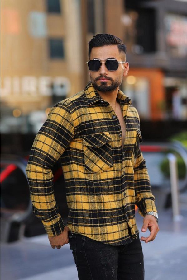 ronex Yellow Lumberjack Shirt Trendyol