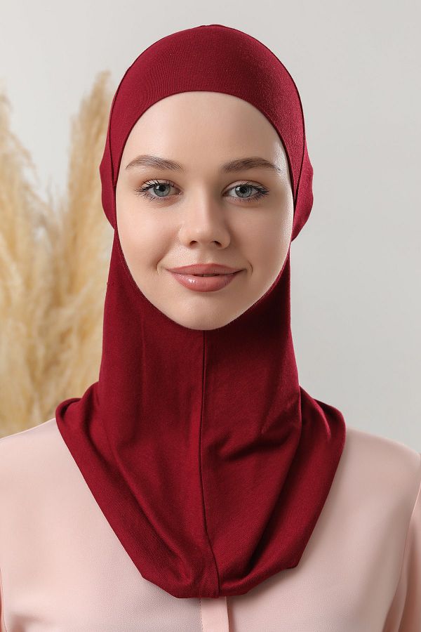 Melodi Scarf-طوق عنق حجاب أحمر كلاريت نسائي رياضي حجاب - بونيه 1