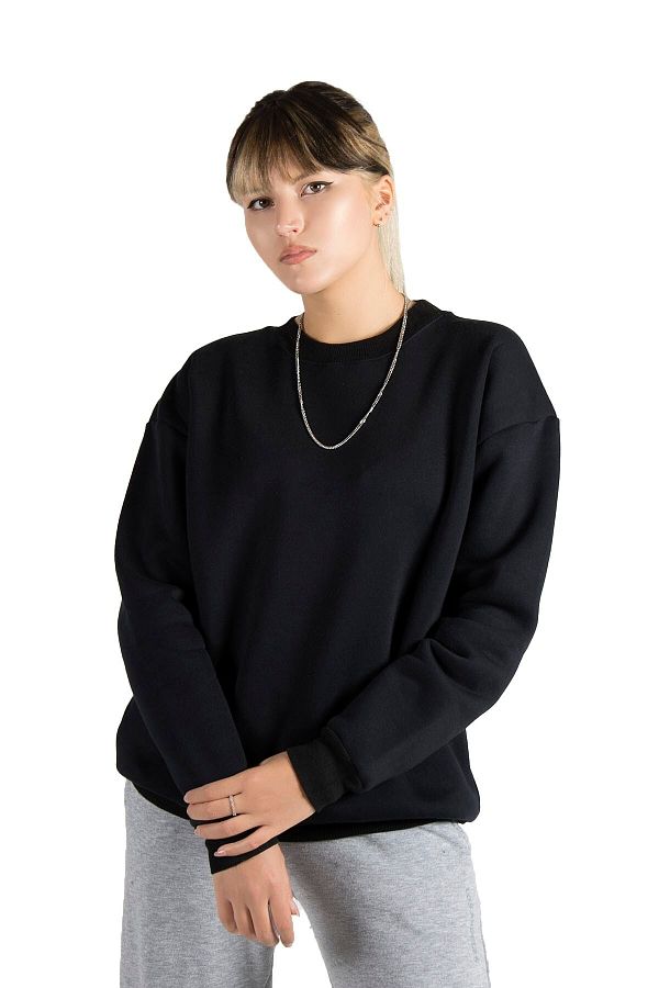 Terapi Men Women s Black Oversize Three Thread Ribbed Crew Neck Sweatshirt 22k 5200177 5 Trendyol