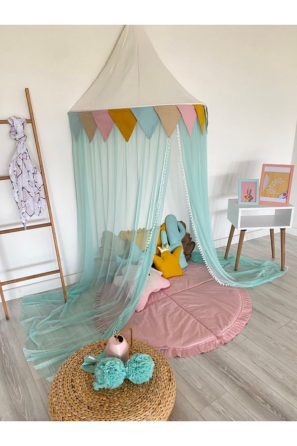 Pastelya-Colorful Sectional Mosquito Net Mint Awning Children's Room 1