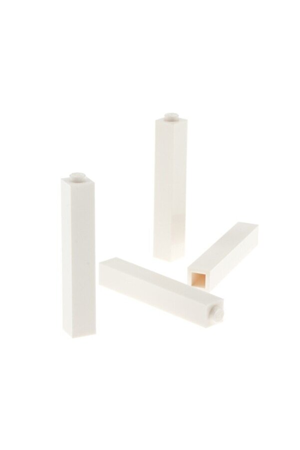 LEGO Aksesuar Moc Custom Creator Brick 1 X 1 X 5 Tuğla Beyaz 4 Adet Gönderilecek