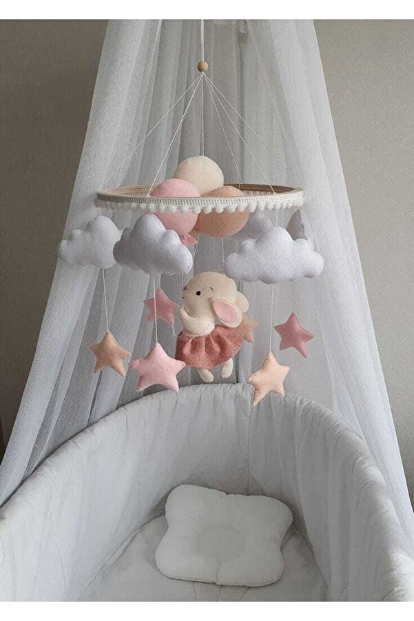 fn El Yapımı Keçe Bebek Dönencesi Beşik Yanı Süsü Çocuk Odası Montessori Doğal