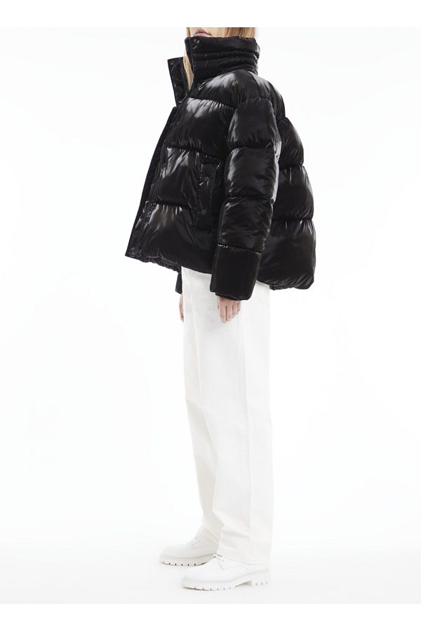 Calvin klein black women's coat sale