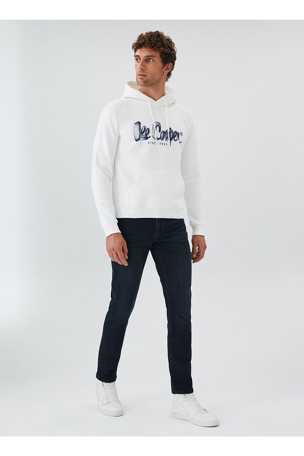 Lee Cooper Hooded Collar Off White Men s Sweatshirt 231 Lcm 241020 Tess Off White Trendyol