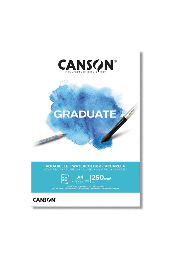 Canson-Graduate Water Color Notebook Block 250 GrA4 20 Sheets 1