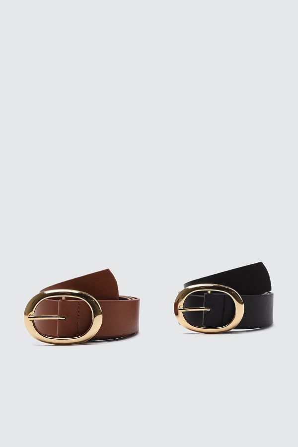 Trendyol Collection-Black-Tan 2 Pack Leather Look Women's Belt TWOSS21KE0054 1