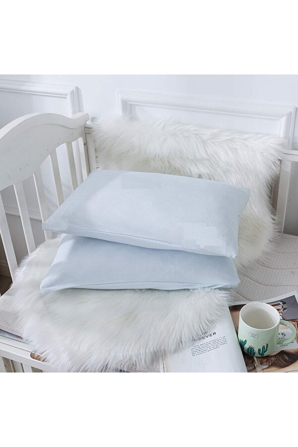 İzgi Concept Bebek Yastık Kılıfı Seti 2 Adet Bebek Mavisi %100 Pamuklu Kapaklı 35x45 - Premium Baby Pillow Cover