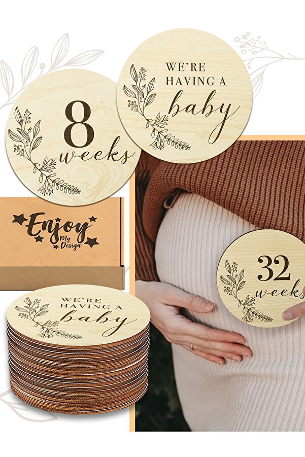 Enjoymydesign Haftalık Hamile Anı Kartı Seti Hamile Fotoğraf Çekimi Kartları Bebek Hediyelik Hatıra Kartı