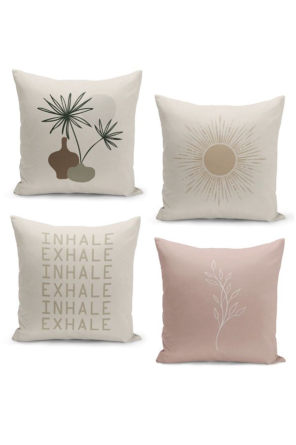 Filamente Set of 4 Throw Pillow Cases Double Sided Digital Printed Trendyol