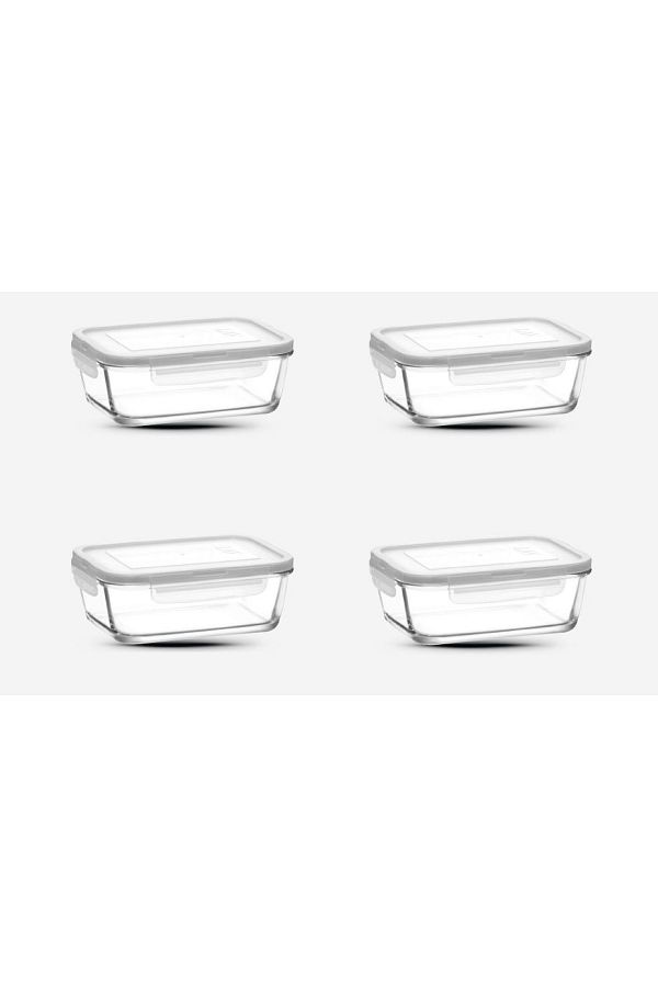 LAV-Glass Locked Storage Container Set of 4 800cc-new Series Rectangular Glass Storage Container 1