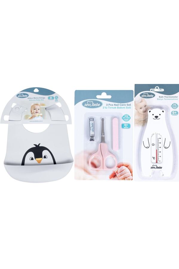 Sevi Bebe Bebek Bakım Seti(tırnak Makası Seti+silikon Önlük+banyo Derecesi)