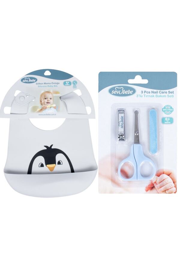 Sevi Bebe Bebek Bakım Seti(silikon Önlük+tırnak Makası Seti)