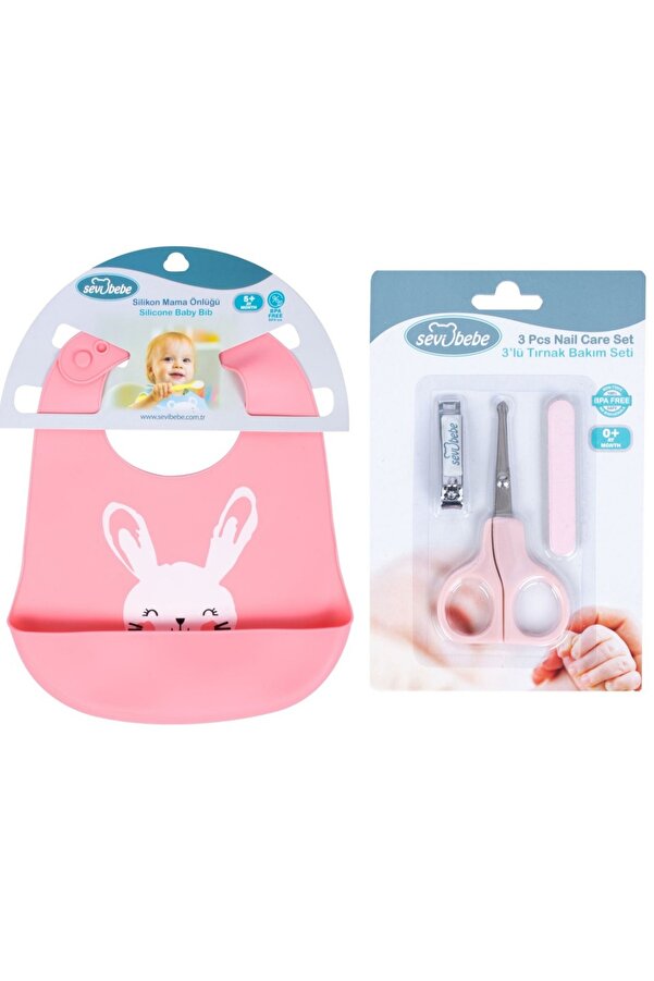 Sevi Bebe Bebek Bakım Seti(silikon Önlük+tırnak Makası Seti)