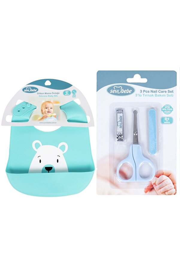 Sevi Bebe Bebek Bakım Seti(silikon Önlük+tırnak Makası Seti)